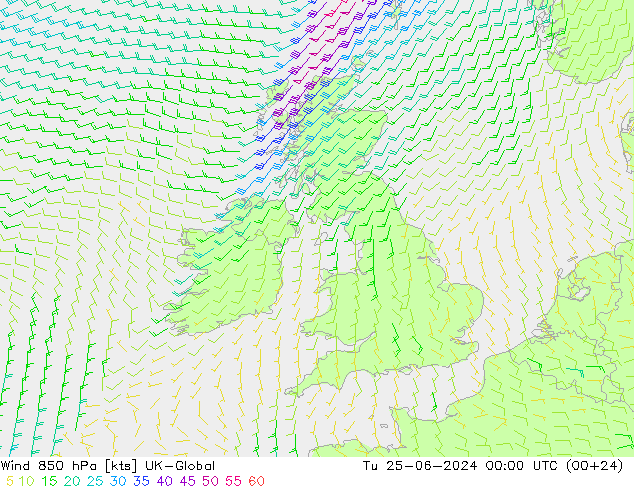  850 hPa UK-Global  25.06.2024 00 UTC