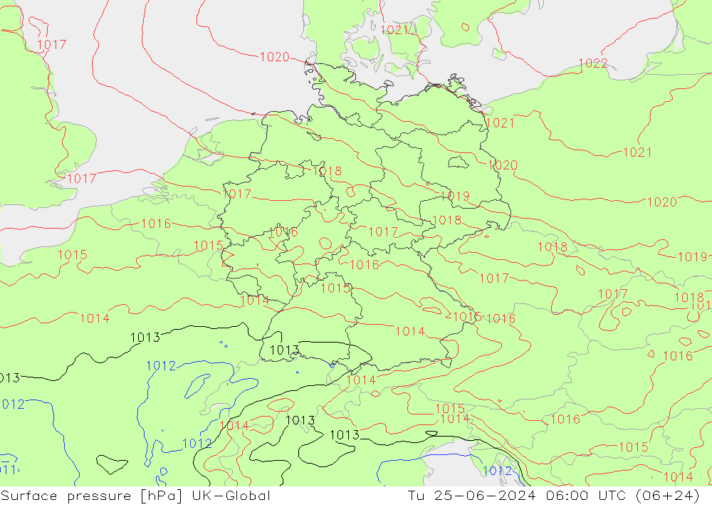 Luchtdruk (Grond) UK-Global di 25.06.2024 06 UTC