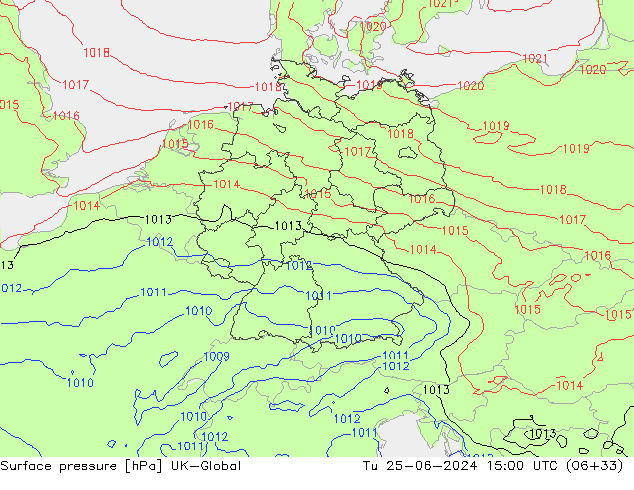 Presión superficial UK-Global mar 25.06.2024 15 UTC