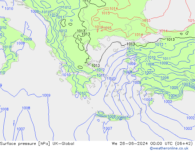 Surface pressure UK-Global We 26.06.2024 00 UTC