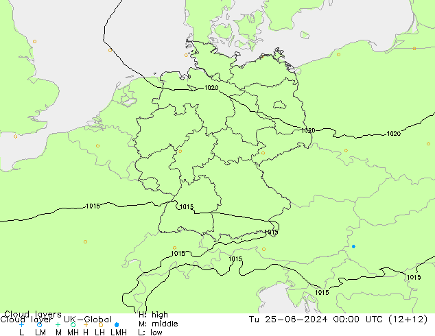Cloud layer UK-Global mar 25.06.2024 00 UTC