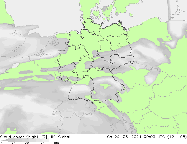 zachmurzenie (wysokie) UK-Global so. 29.06.2024 00 UTC
