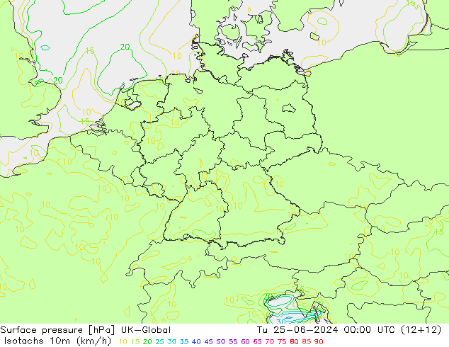 Isotachs (kph) UK-Global Tu 25.06.2024 00 UTC