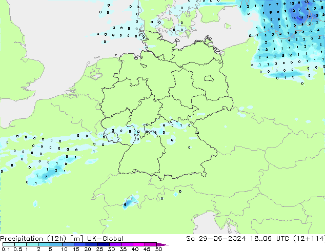 Precipitation (12h) UK-Global Sa 29.06.2024 06 UTC