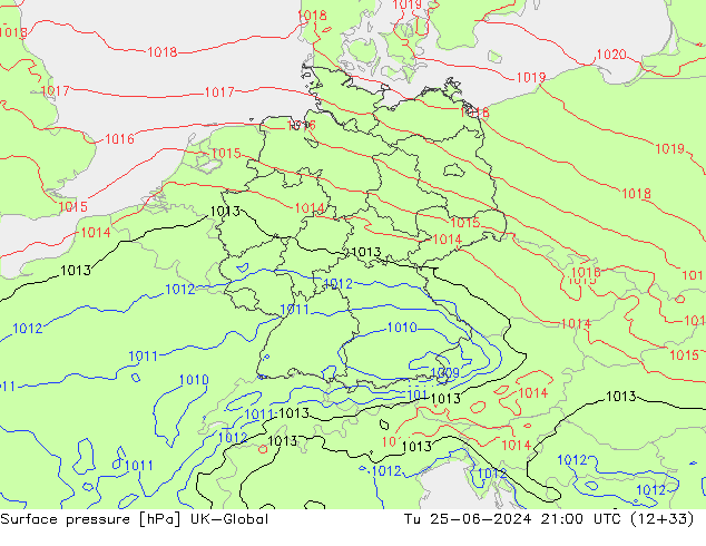 pression de l'air UK-Global mar 25.06.2024 21 UTC