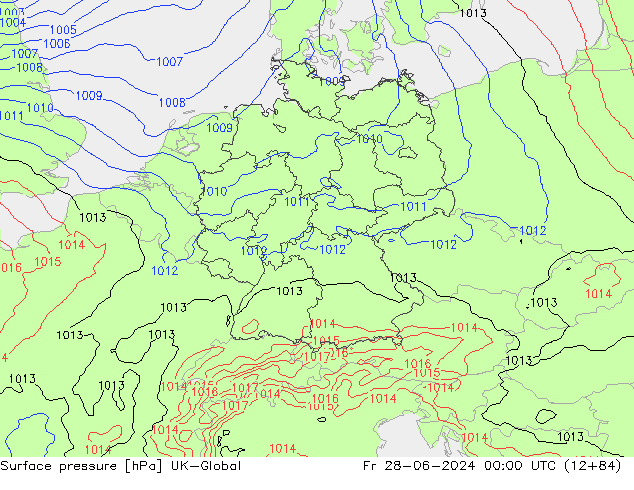 приземное давление UK-Global пт 28.06.2024 00 UTC