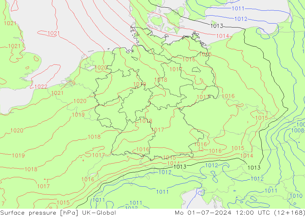 приземное давление UK-Global пн 01.07.2024 12 UTC