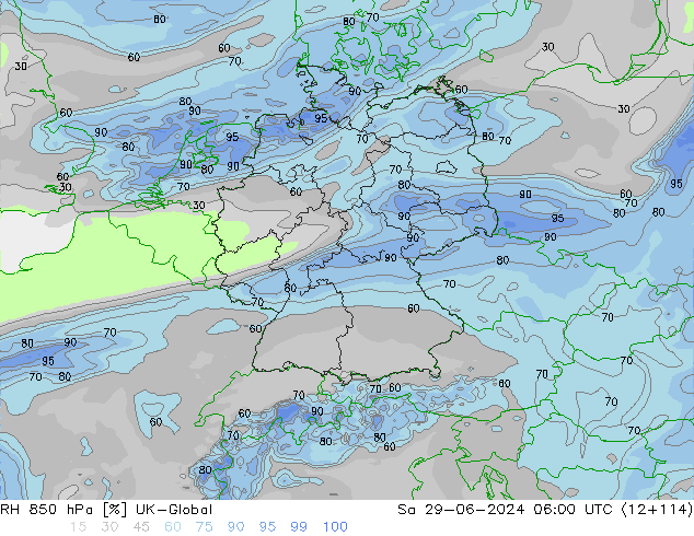 RH 850 hPa UK-Global Sa 29.06.2024 06 UTC