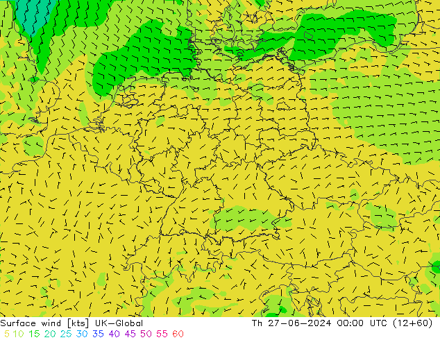 wiatr 10 m UK-Global czw. 27.06.2024 00 UTC