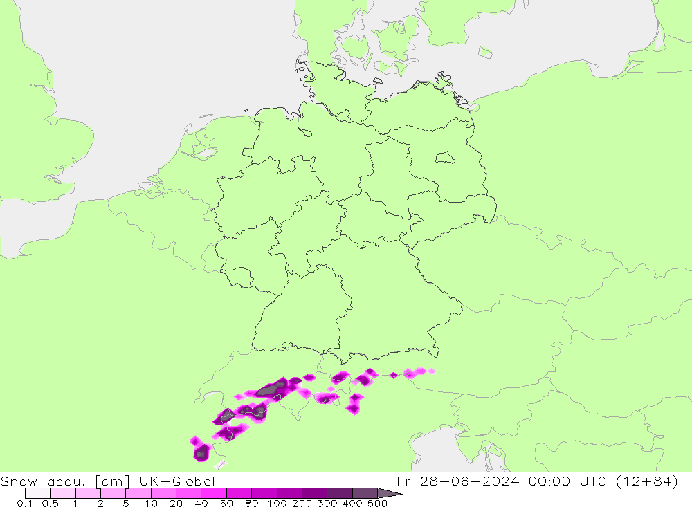 Totale sneeuw UK-Global vr 28.06.2024 00 UTC