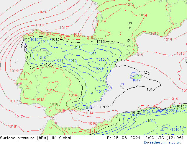 Surface pressure UK-Global Fr 28.06.2024 12 UTC