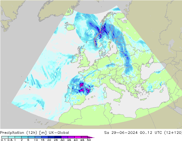 Yağış (12h) UK-Global Cts 29.06.2024 12 UTC