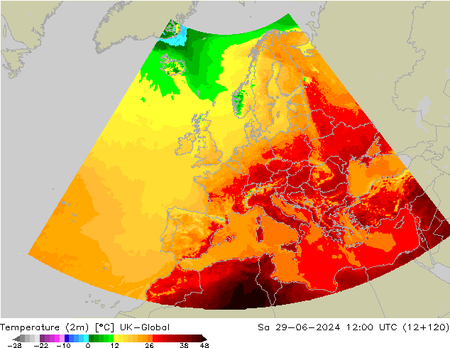 Temperature (2m) UK-Global So 29.06.2024 12 UTC