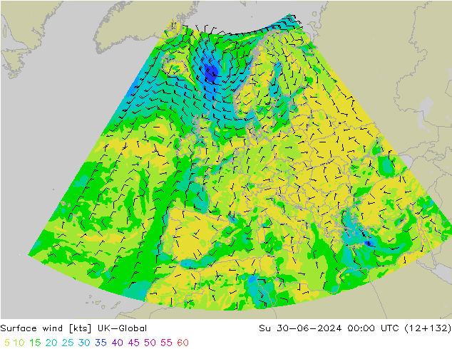 Wind 10 m UK-Global zo 30.06.2024 00 UTC