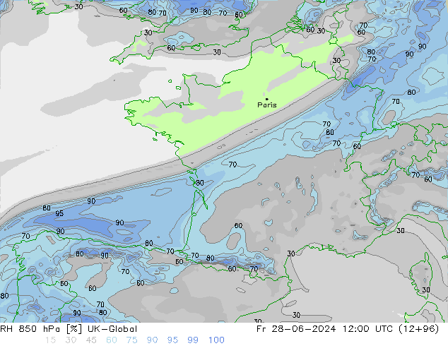 RH 850 hPa UK-Global ven 28.06.2024 12 UTC