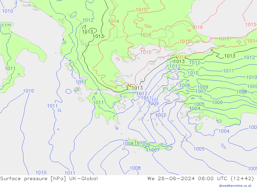 приземное давление UK-Global ср 26.06.2024 06 UTC