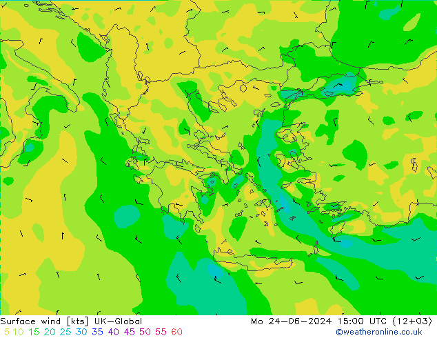 wiatr 10 m UK-Global pon. 24.06.2024 15 UTC