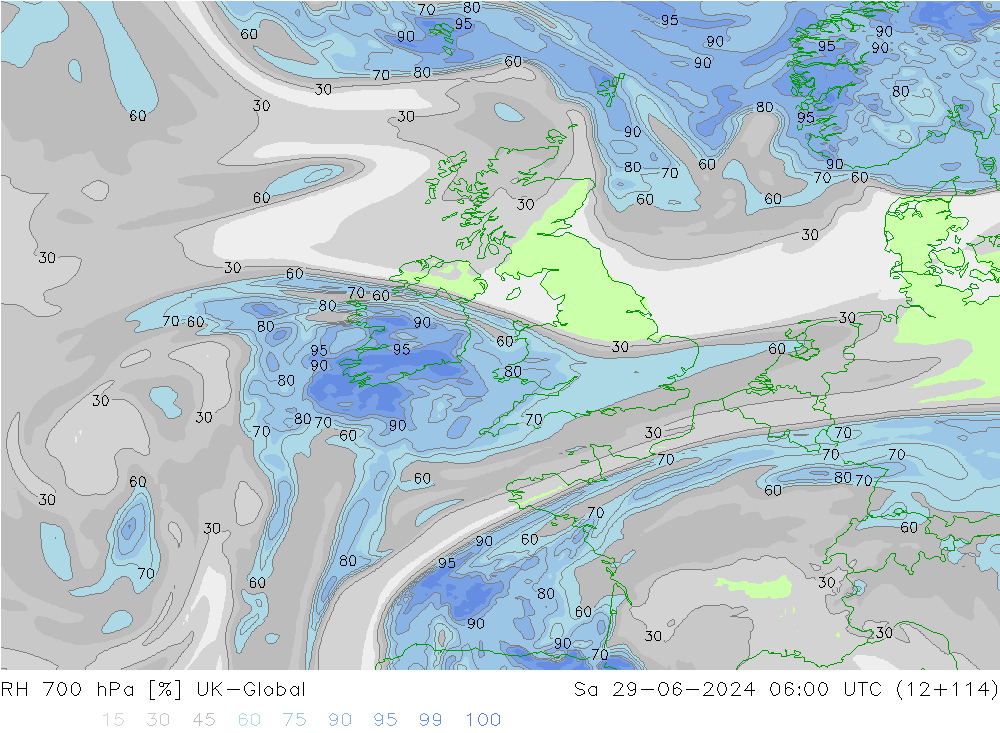 RH 700 hPa UK-Global Sa 29.06.2024 06 UTC