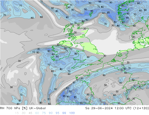 RH 700 hPa UK-Global Sa 29.06.2024 12 UTC