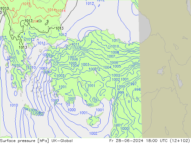 pression de l'air UK-Global ven 28.06.2024 18 UTC