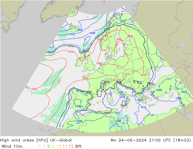 High wind areas UK-Global 星期一 24.06.2024 21 UTC