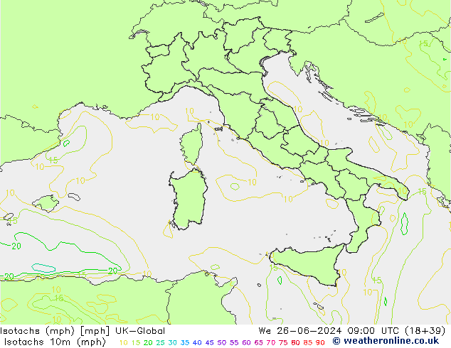 Isotaca (mph) UK-Global mié 26.06.2024 09 UTC