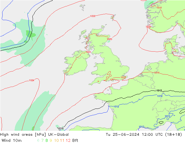Windvelden UK-Global di 25.06.2024 12 UTC