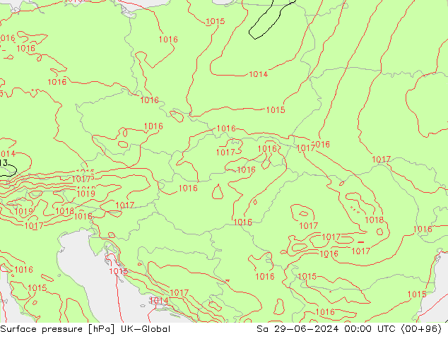 приземное давление UK-Global сб 29.06.2024 00 UTC