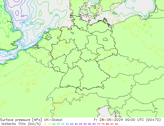 Eşrüzgar Hızları (km/sa) UK-Global Cu 28.06.2024 00 UTC