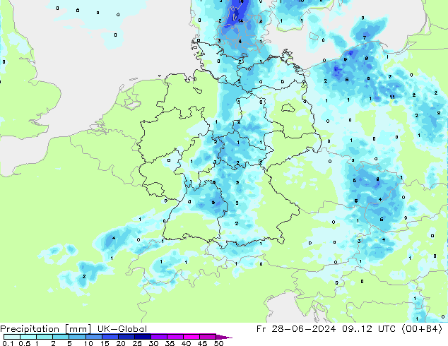 Srážky UK-Global Pá 28.06.2024 12 UTC