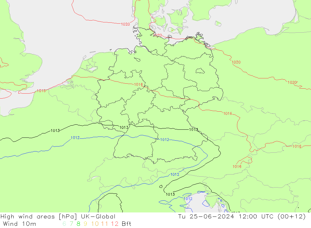 High wind areas UK-Global Tu 25.06.2024 12 UTC
