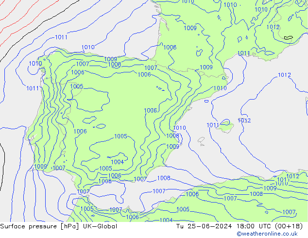 pressão do solo UK-Global Ter 25.06.2024 18 UTC