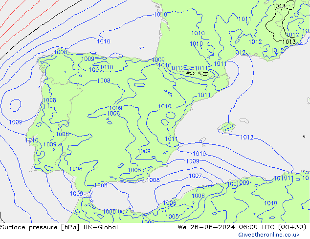 Yer basıncı UK-Global Çar 26.06.2024 06 UTC