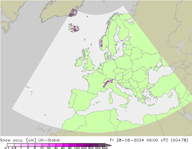 Snow accu. UK-Global ven 28.06.2024 06 UTC