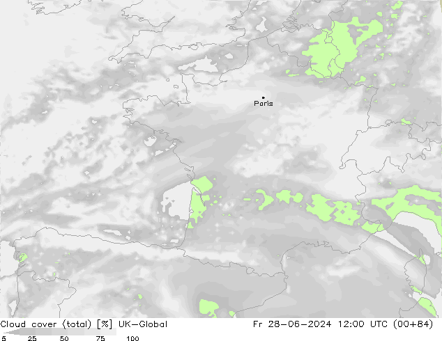 Nubes (total) UK-Global vie 28.06.2024 12 UTC