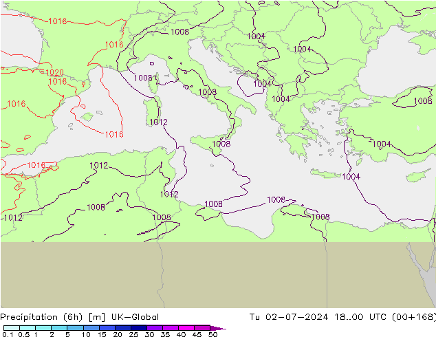 Yağış (6h) UK-Global Sa 02.07.2024 00 UTC
