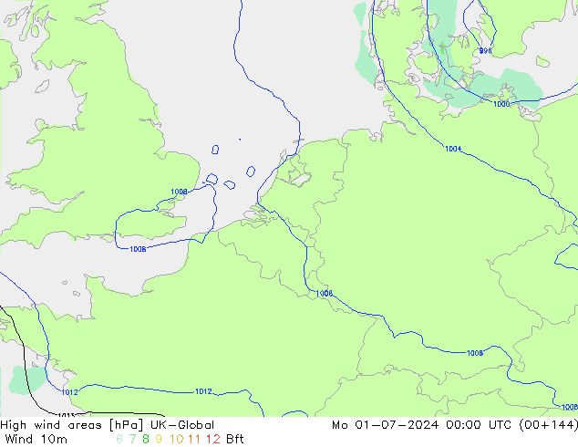 High wind areas UK-Global Mo 01.07.2024 00 UTC
