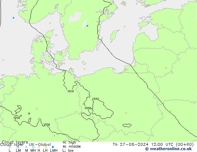 Cloud layer UK-Global jeu 27.06.2024 12 UTC