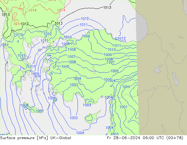 pression de l'air UK-Global ven 28.06.2024 06 UTC