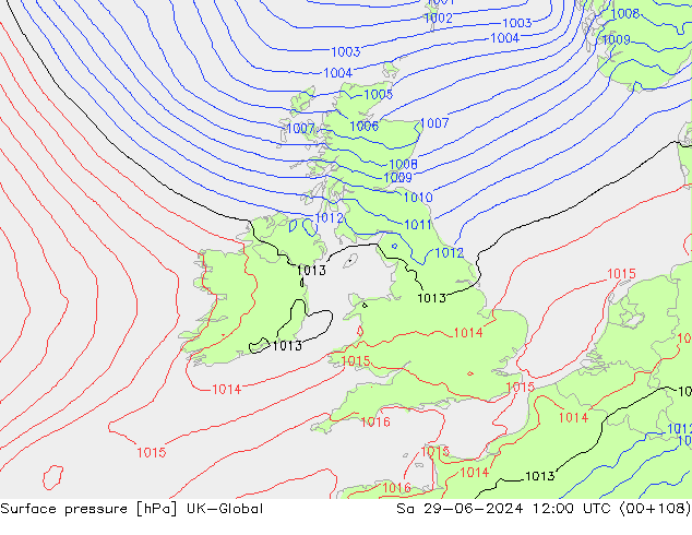 pressão do solo UK-Global Sáb 29.06.2024 12 UTC