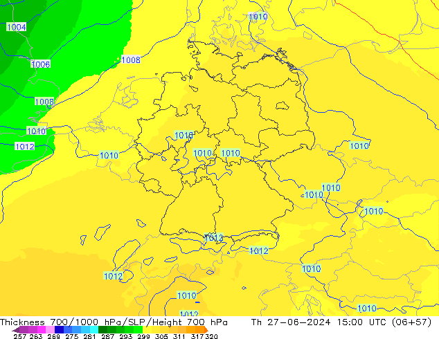 700-1000 hPa Kalınlığı UK-Global Per 27.06.2024 15 UTC