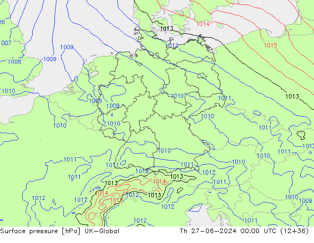 pression de l'air UK-Global jeu 27.06.2024 00 UTC