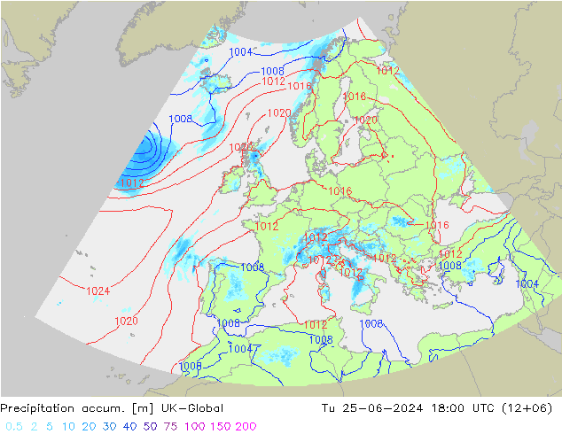 Toplam Yağış UK-Global Sa 25.06.2024 18 UTC