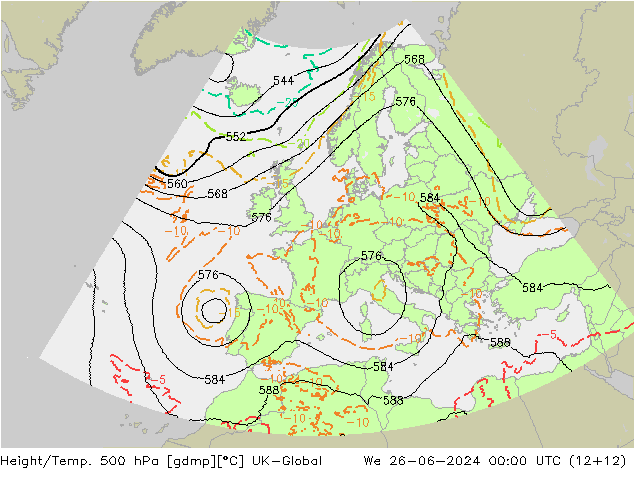 Hoogte/Temp. 500 hPa UK-Global wo 26.06.2024 00 UTC