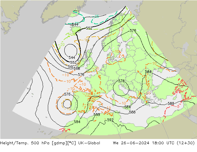 Hoogte/Temp. 500 hPa UK-Global wo 26.06.2024 18 UTC