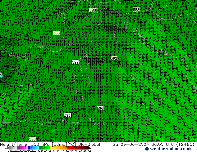 Height/Temp. 500 hPa UK-Global Sa 29.06.2024 06 UTC