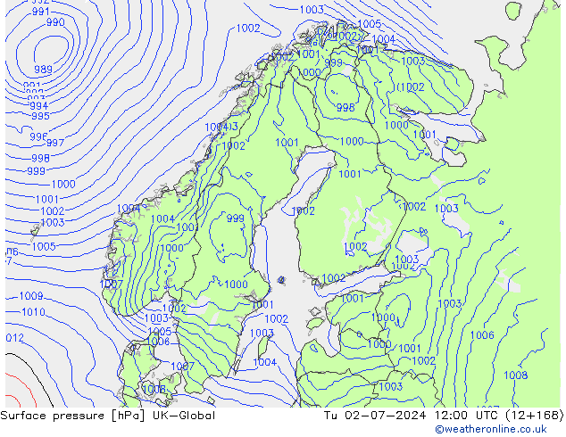 pressão do solo UK-Global Ter 02.07.2024 12 UTC