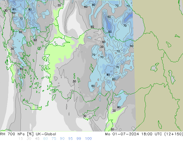 RH 700 hPa UK-Global Mo 01.07.2024 18 UTC