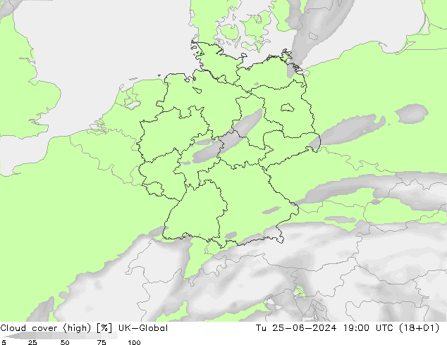 Bewolking (Hoog) UK-Global di 25.06.2024 19 UTC