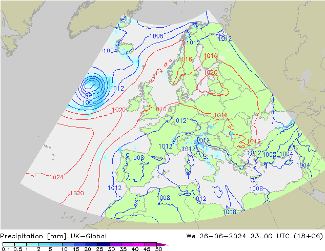 降水 UK-Global 星期三 26.06.2024 00 UTC
